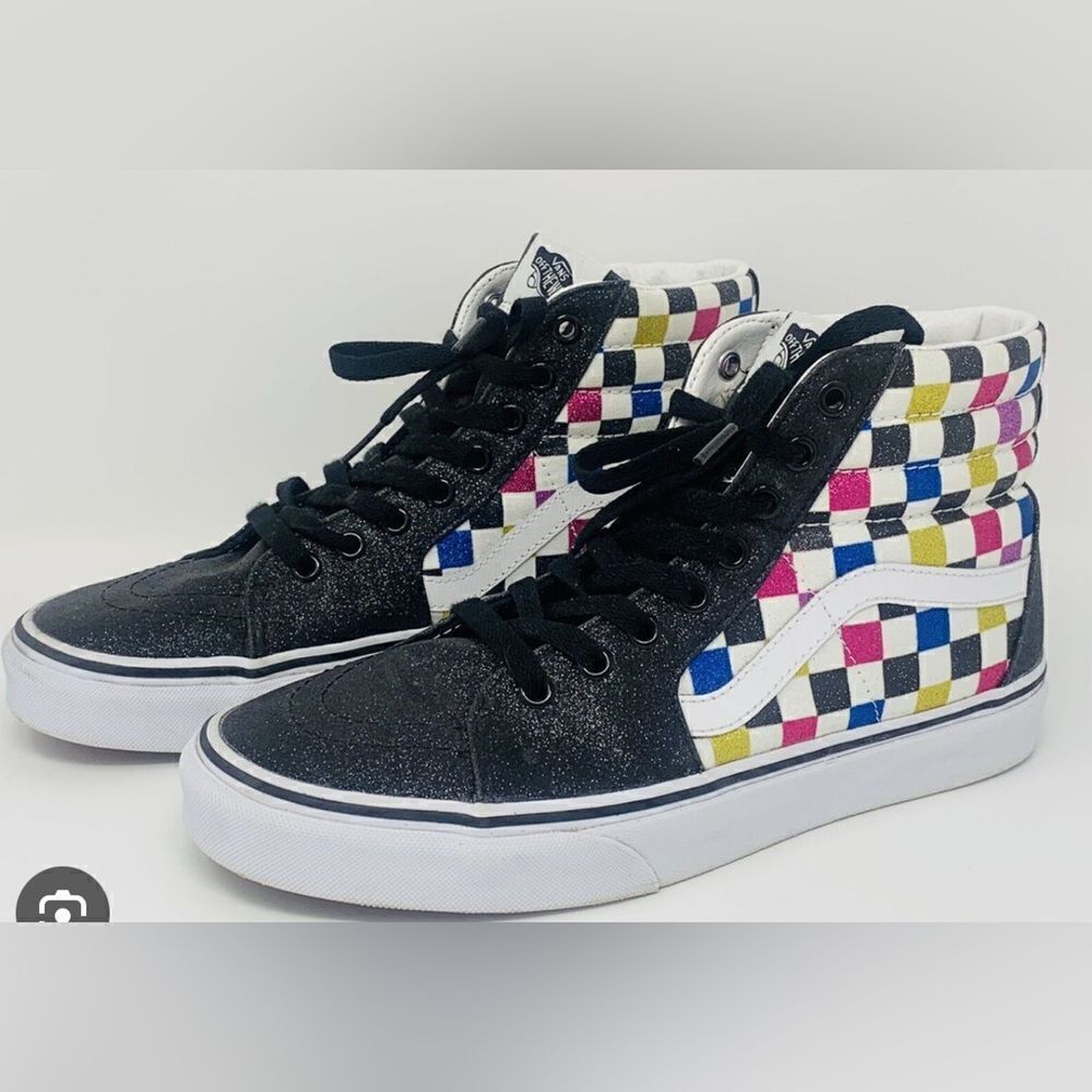 Vans Kids Checkered High-Top Sneakers - Black, Pink, Blue, Yellow